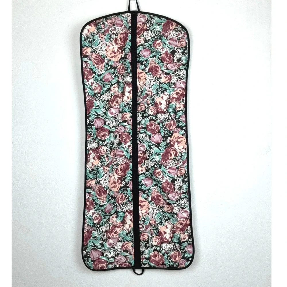 Unbranded Multicolor Floral Garment Bag - OS - Canvas Zippered Travel Case Rose